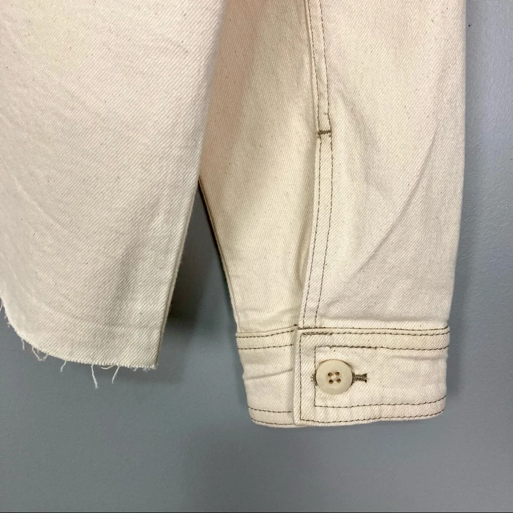 J Brand Oversized Double Pocket Jacket Women’s Size M Denim Boxy Fit Raw Hem - Picture 7 of 11